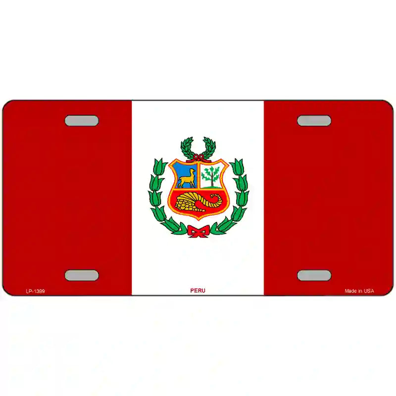 Peru Flag Metal Novelty License Plate 12" x 6" (LP)