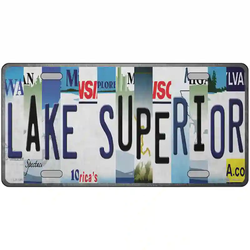 Lake Superior Strip Art Novelty Metal License Plate Tag 12" x 6" (LP)