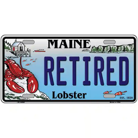 Retired Maine Lobster Novelty Metal License Plate 12" x 6" (LP)