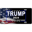 Trump 2024 Flag | Black Novelty Metal License Plate 12" x 6" (LP)