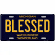 Blessed Michigan Blue Novelty License Plate 12" x 6" (LP)