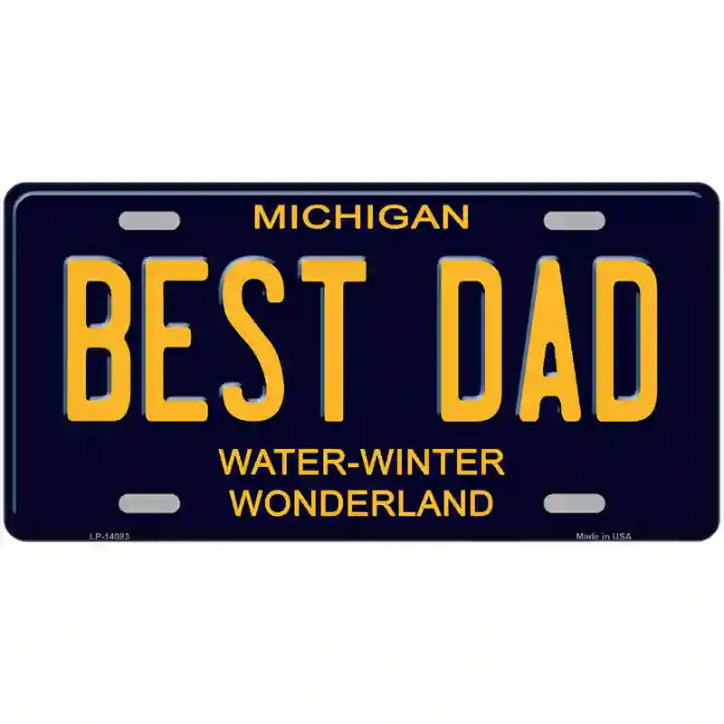 Best Dad Michigan Blue Novelty License Plate 12" x 6" (LP)