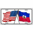 Haiti Crossed US Flag Novelty Metal License Plate 12" x 6" (LP)