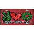 Peace Love Joy Novelty Metal License Plate 12" x 6" (LP)