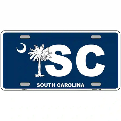 SC South Carolina Flag Novelty Metal License Plate 12" x 6" (LP)