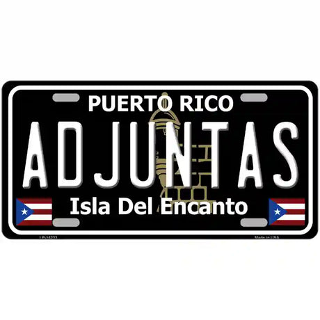 Adjuntas Puerto Rico Black Novelty Metal License Plate 12" x 6" (LP)