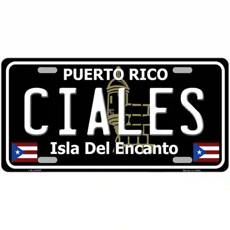 Ciales Puerto Rico Black Novelty Metal License Plate 12" x 6" (LP)