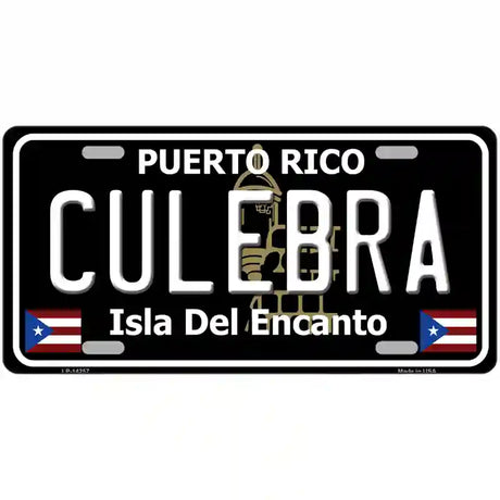 Culebra Puerto Rico Black Novelty Metal License Plate 12" x 6" (LP)