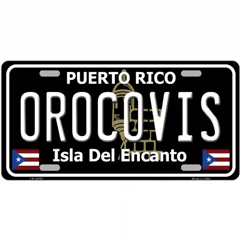 Orocovis Puerto Rico Black Novelty Metal License Plate 12" x 6" (LP)