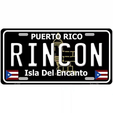 Rincon Puerto Rico Black Novelty Metal License Plate 12" x 6" (LP)