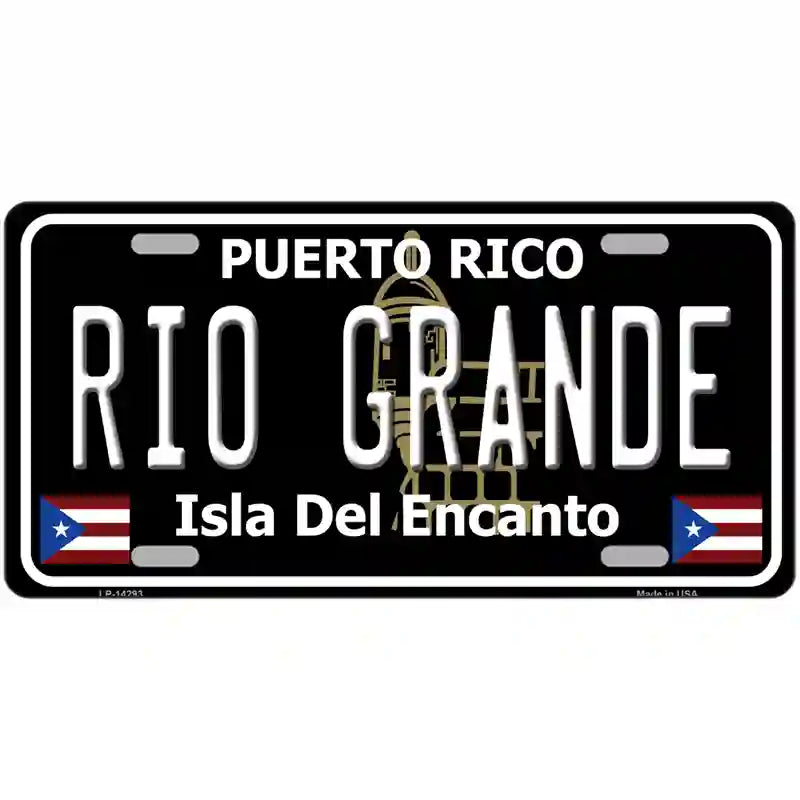 Rio Grande Puerto Rico Black Novelty Metal License Plate 12" x 6" (LP)