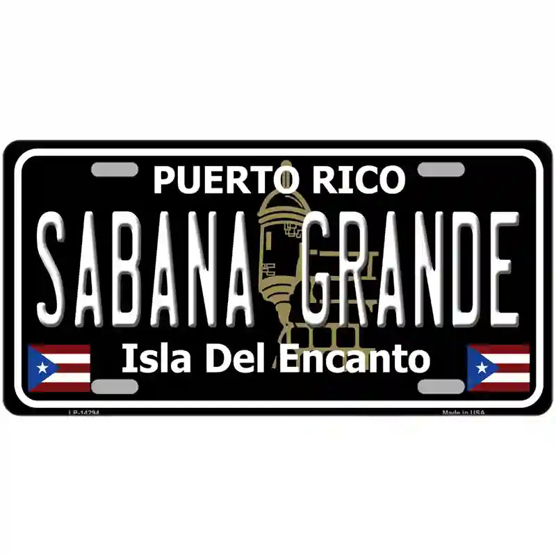 Sabana Grande Puerto Rico Black Novelty Metal License Plate 12" x 6" (LP)