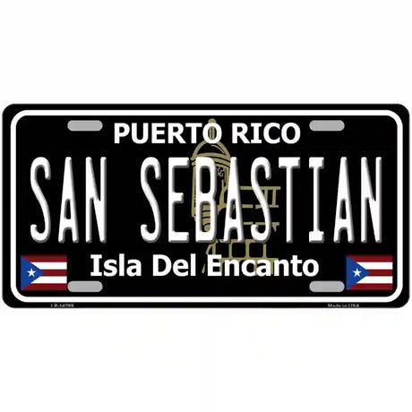 San Sebastian Puerto Rico Black Novelty Metal License Plate 12" x 6" (LP)