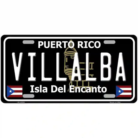 Villalba Puerto Rico Black Novelty Metal License Plate 12" x 6" (LP)