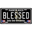 Blessed Puerto Rico Black Novelty Metal License Plate 12" x 6" (LP)