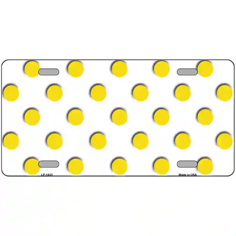 Yellow White Polka Dot Metal Novelty License Plate 12" x 6" (LP)