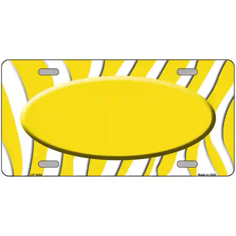 Yellow White Zebra Yellow Center Oval Metal Novelty License Plate 12" x 6" (LP)