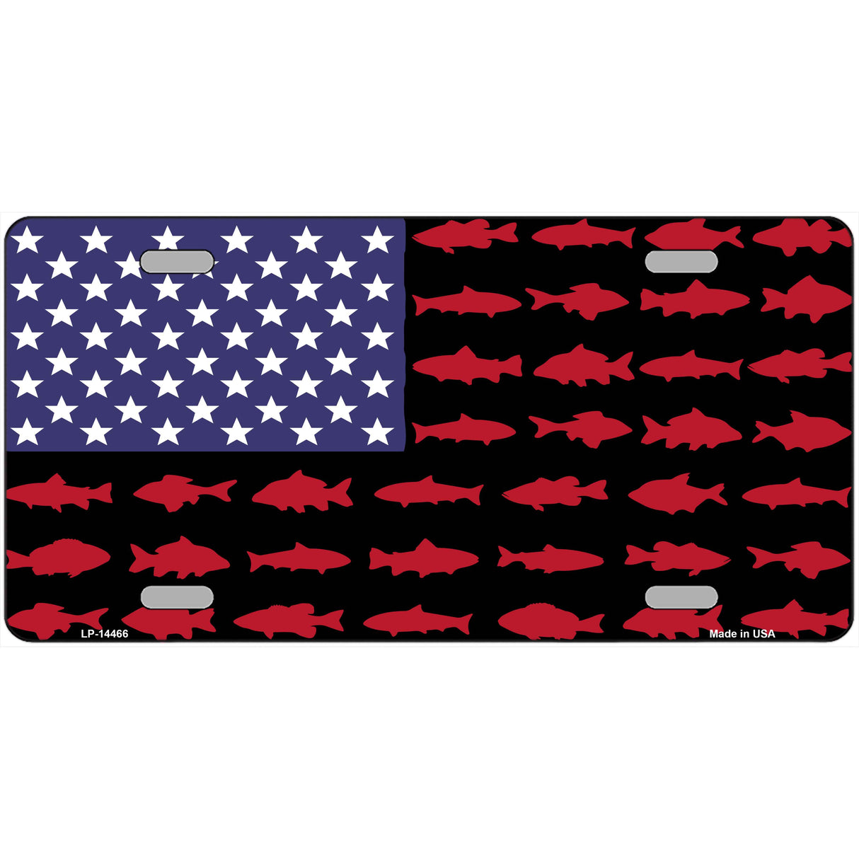 Fishermans American Flag Novelty Metal License Plate LP-14466