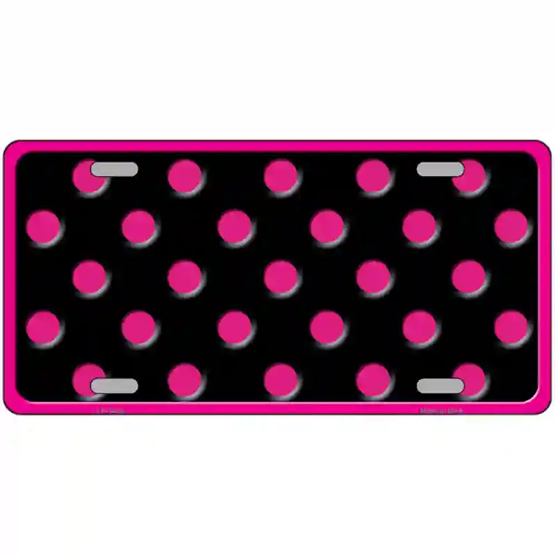 Pink Black Polka Dot Metal Novelty License Plate 12" x 6" (LP)