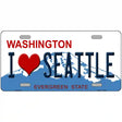 I Love Seattle Washington Novelty Metal License Plate 12" x 6" (LP)