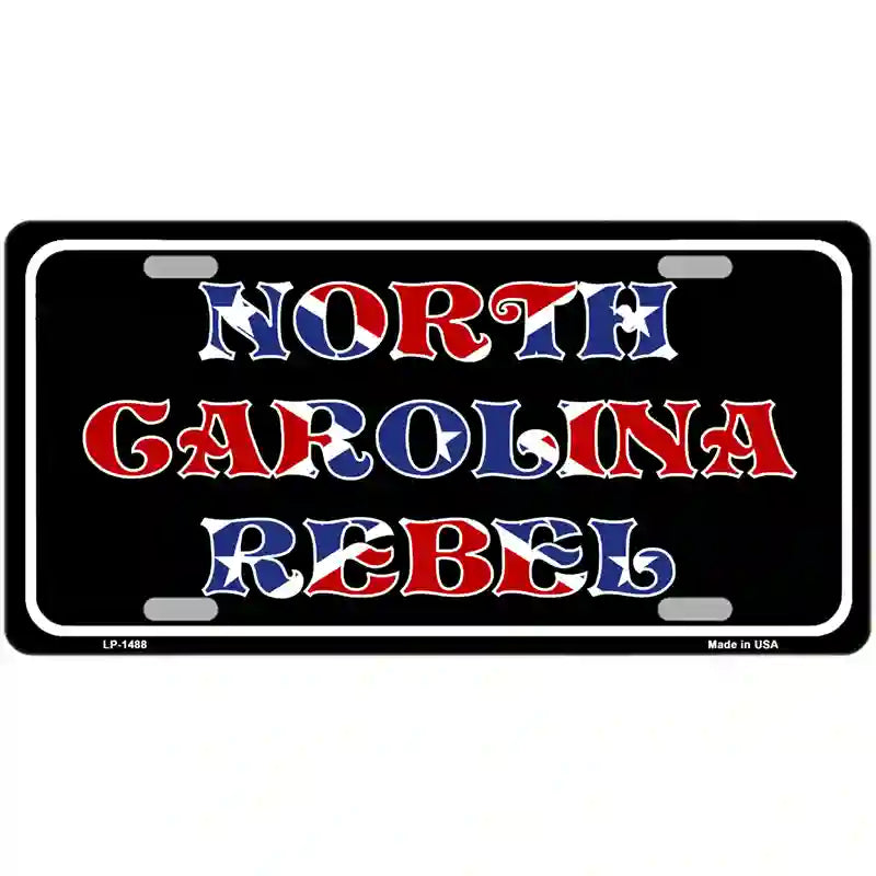 North Carolina Rebel Metal Novelty License Plate 12" x 6" (LP)