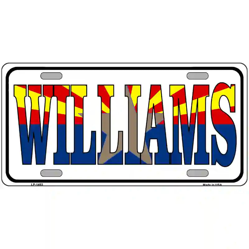 Williams Arizona Flag White Metal Novelty License Plate 12" x 6" (LP)