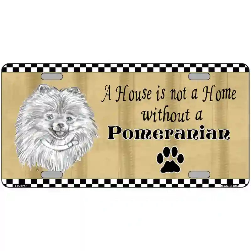 Pencil Sketch Pomeranian Metal Dog Novelty License Plate 12" x 6" (LP)