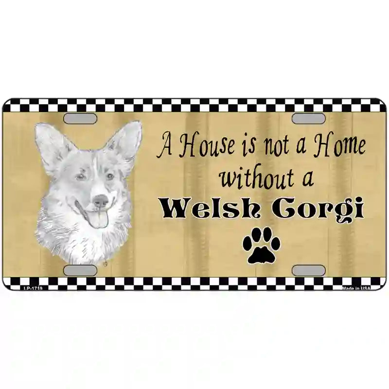 Pencil Sketch Welsh Corgi Metal Novelty License Plate 12" x 6" (LP)