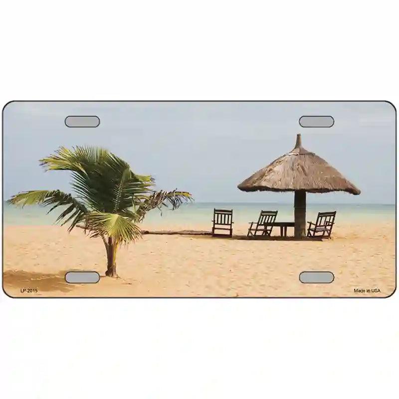 Tropical Beach Setting Metal Novelty License Plate 12" x 6" (LP)