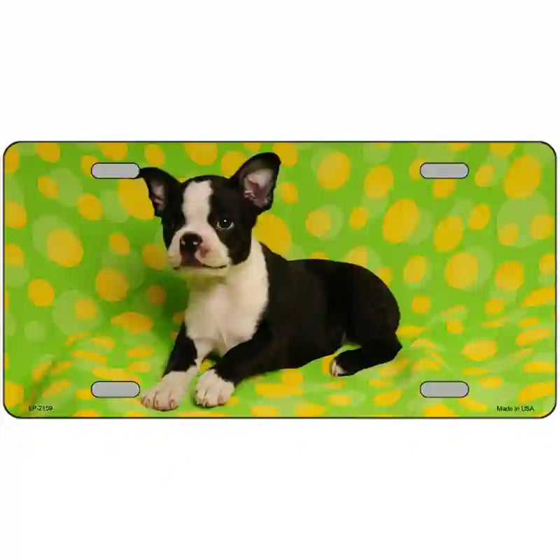 Boston Terrier Dog Metal Novelty License Plate 12" x 6" (LP)