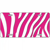 Hot Pink White Zebra Metal Novelty License Plate 12" x 6" (LP)