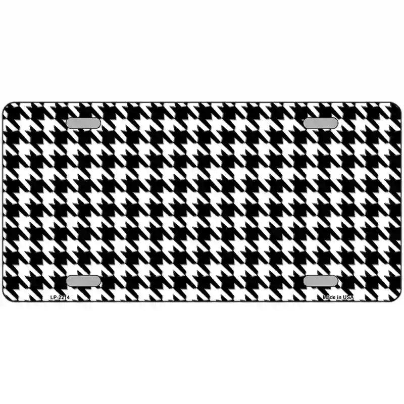 White Black Houndstooth Metal Novelty License Plate 12" x 6" (LP)