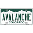 Avalanche Colorado State Novelty Metal License Plate 12" x 6" (LP)