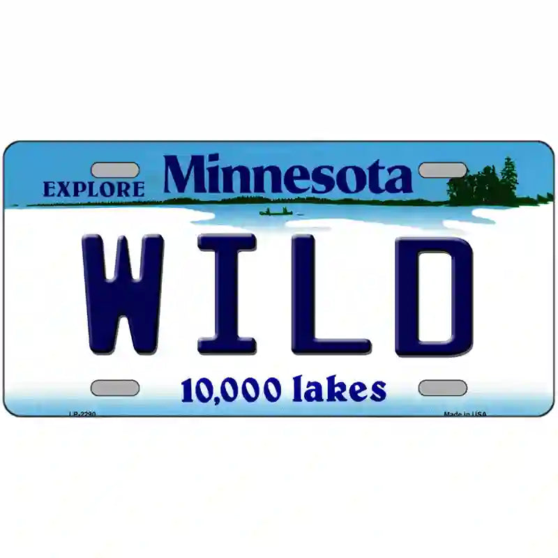 Wild Minnesota State Metal License Plate 12" x 6" (LP)