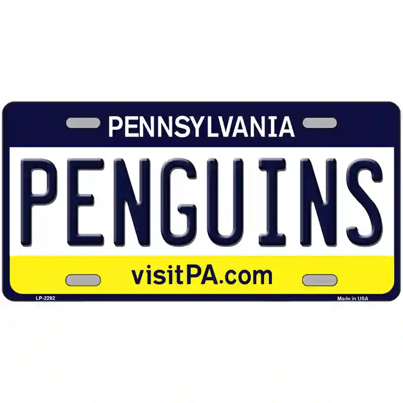 Penguins Pennsylvania Novelty State Metal License Plate 12" x 6" (LP)