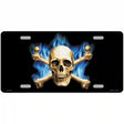 Blue Flame And Crossbones Metal Novelty License Plate 12" x 6" (LP)