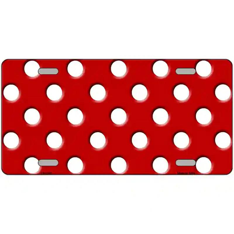 White Polka Dots Red Metal Novelty License Plate 12" x 6" (LP)