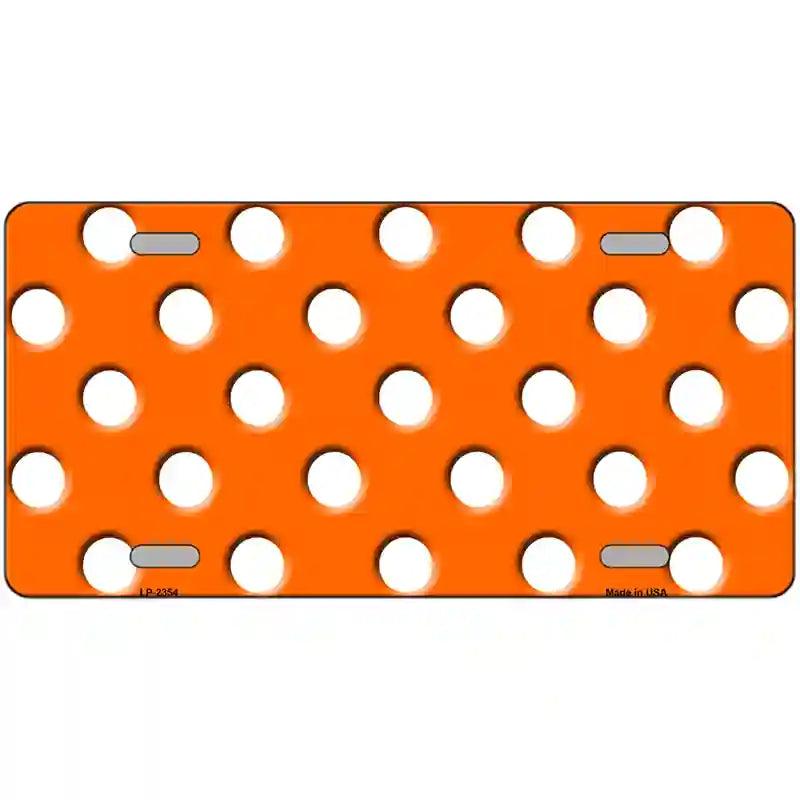 White Polka Dots Orange Metal Novelty License Plate 12" x 6" (LP)