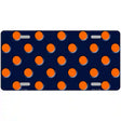 Orange Polka Dots Navy Blue Metal Novelty License Plate 12" x 6" (LP)