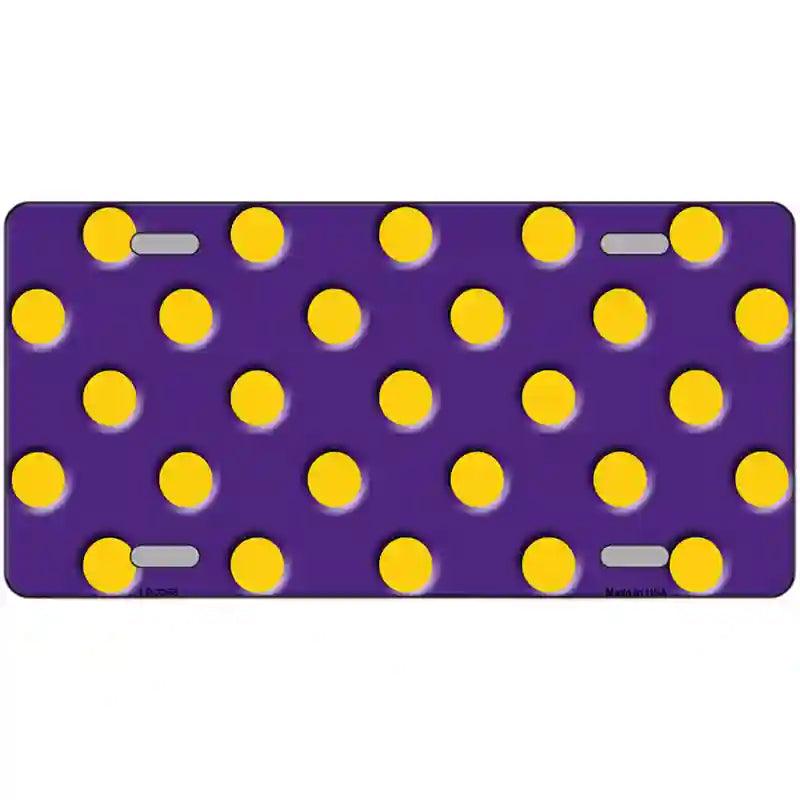 Yellow Polka Dots Purple Metal Novelty License Plate 12" x 6" (LP)