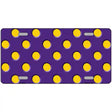 Yellow Polka Dots Purple Metal Novelty License Plate 12" x 6" (LP)