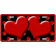 Red Black Polka Dot Red Center Hearts Novelty License Plate 12" x 6" (LP)