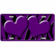 Purple Black Zebra Purple Centered Hearts Novelty License Plate 12" x 6" (LP)