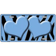 Light Blue Black Zebra Light Blue Centered Hearts Novelty License Plate 12" x 6" (LP)