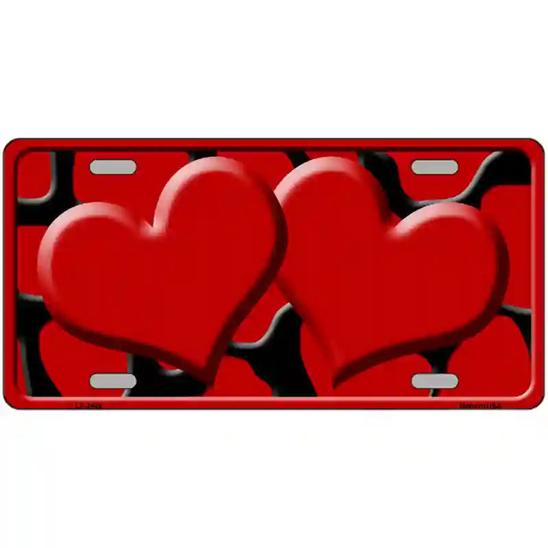 Red Black Giraffe Red Centered Hearts Novelty License Plate 12" x 6" (LP)