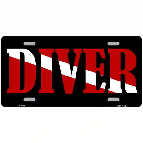 Scuba Diver Metal Novelty License Plate 12" x 6" (LP)