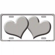 Solid Grey Centered Hearts White Novelty License Plate 12" x 6" (LP)