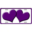 Solid Purple Centered Hearts White Novelty License Plate 12" x 6" (LP)