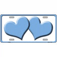 Solid Light Blue Centered Hearts White Novelty License Plate 12" x 6" (LP)