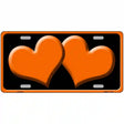 Solid Orange Centered Hearts Black Novelty License Plate 12" x 6" (LP)